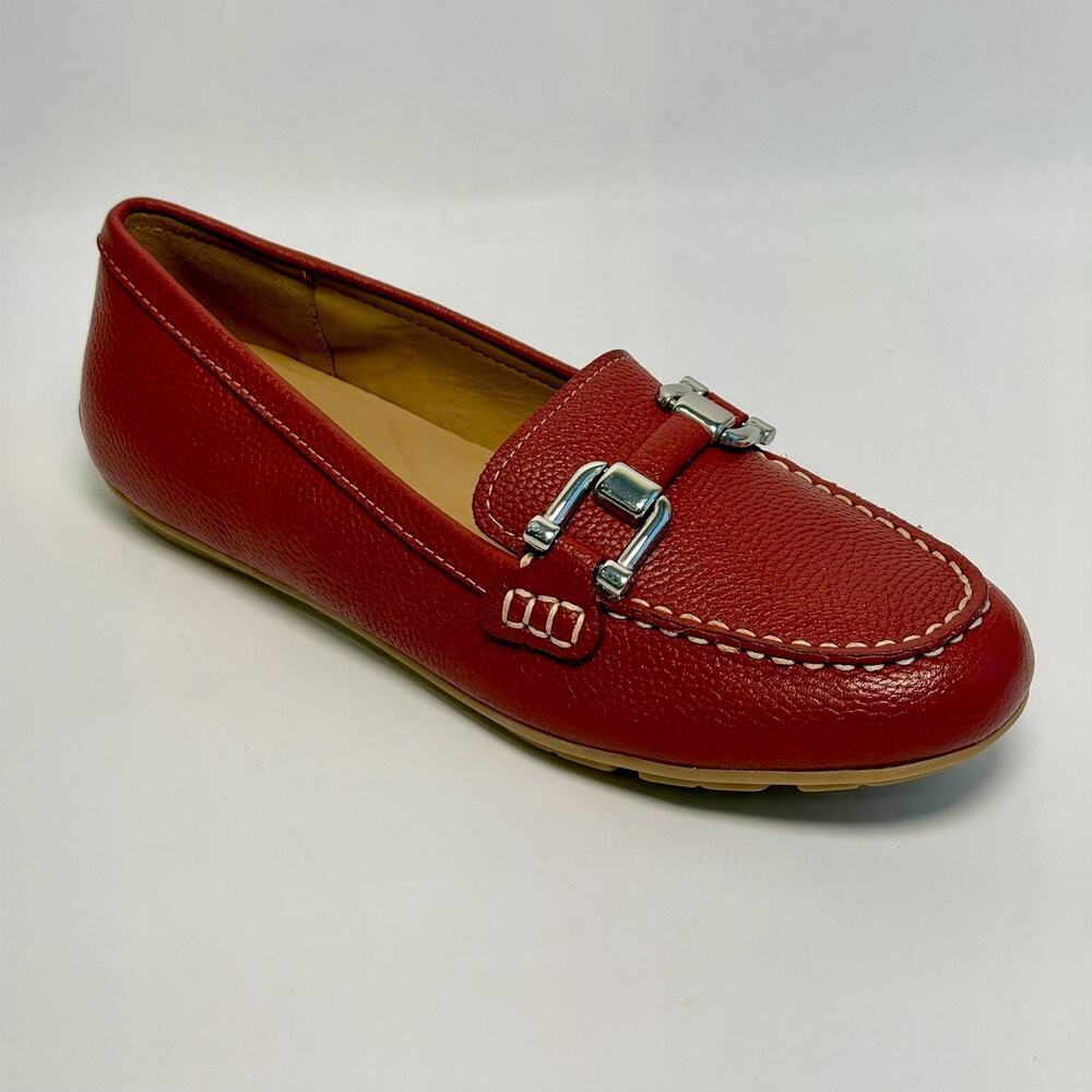 Easy Spirit Megan Loafers Women’s 7M Dark Red Leather Driving Shoes New